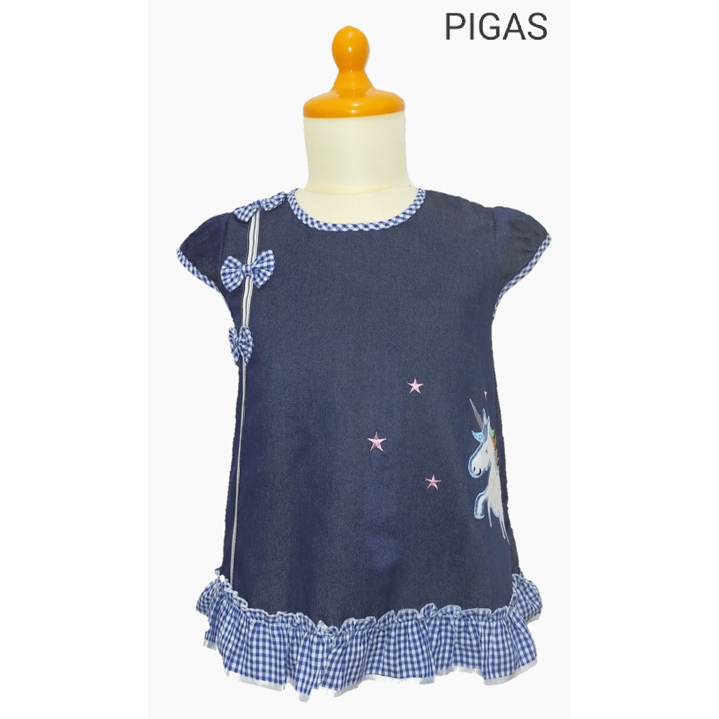 Dress Bayi Perempuan Semi Jeans - Baju Anak Balita Perempuan Umur 1 - 4 tahun - Pakaian Bayi