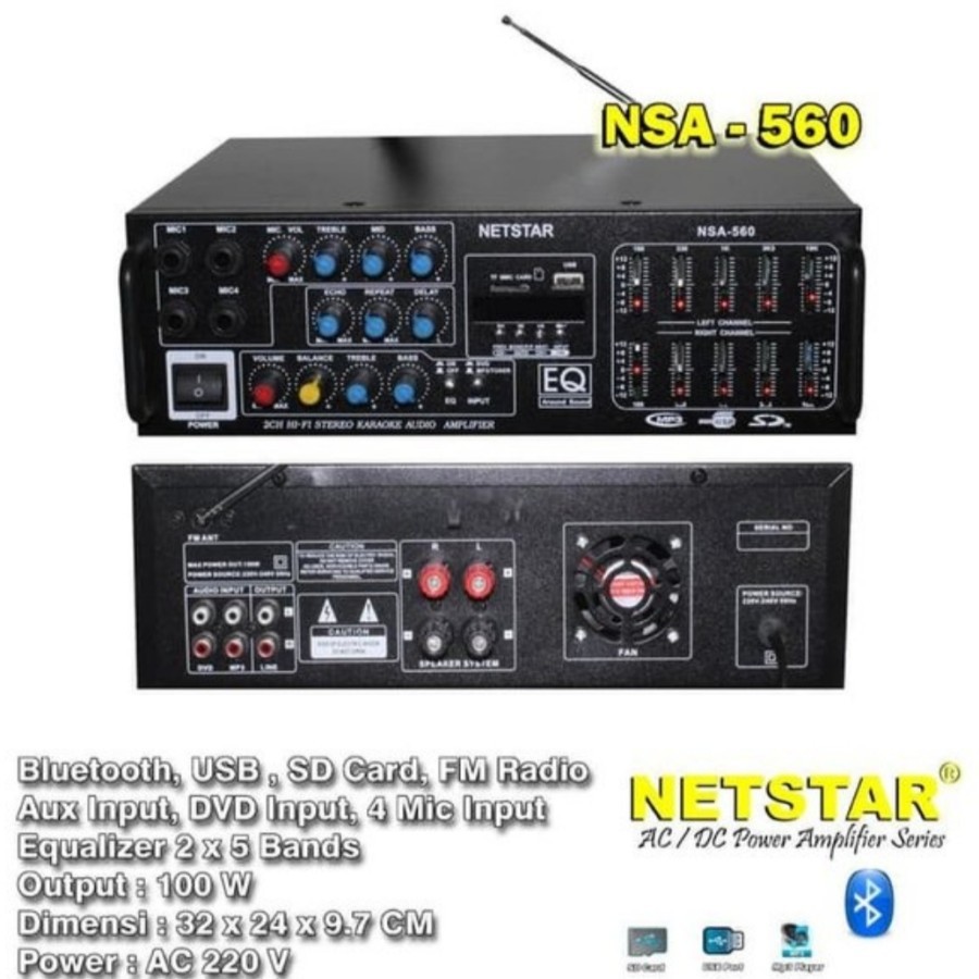 AMPLI KARAOKE NETSTAR NSA-560 usb bluetooth