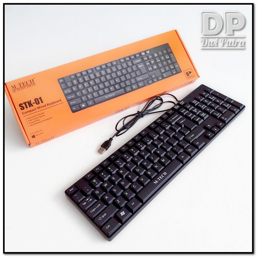 KEYBOARD M-TECH STK-01 OFFICE USB // US LAYOUT KEYBORD KANTOR KANTORAN // WATER SPILL HOLE