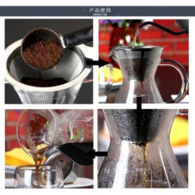 Coffee Maker Pot V60 Teko Kopi Barista 600ml with Filter Grab Medan