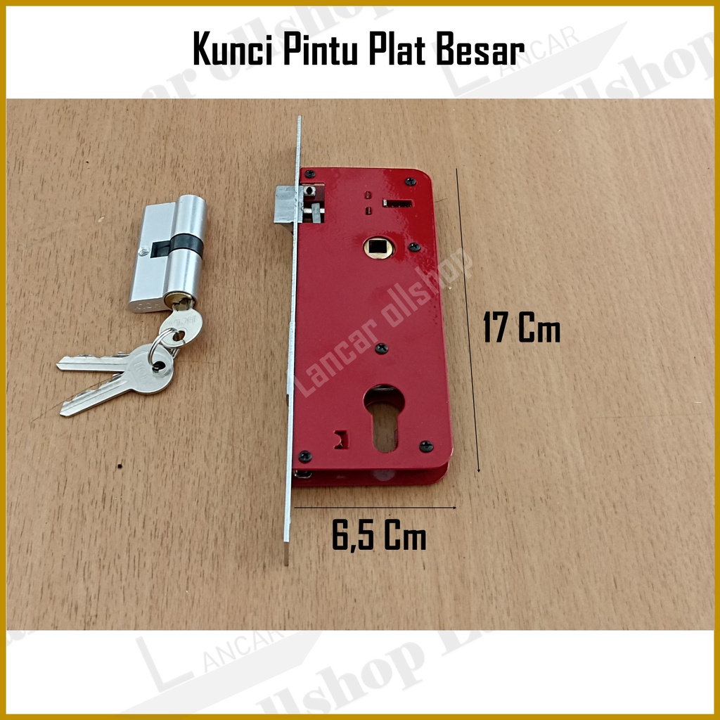 kunci pintu besar plat putih kuning panjang 25 cm / handel pintu besar plat