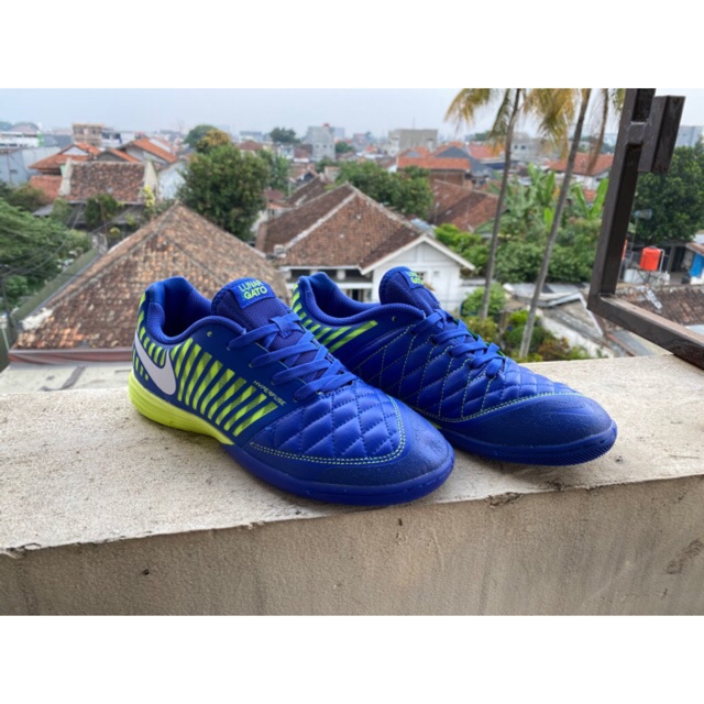 Jual Sepatu Futsal Nike Lunar Gato Ii Blue Electric Green Shopee