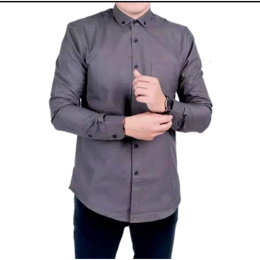 KEMEJA POLOS LENGAN PANJANG SLIMFIT SIZE JUMBO XXL-XXXL