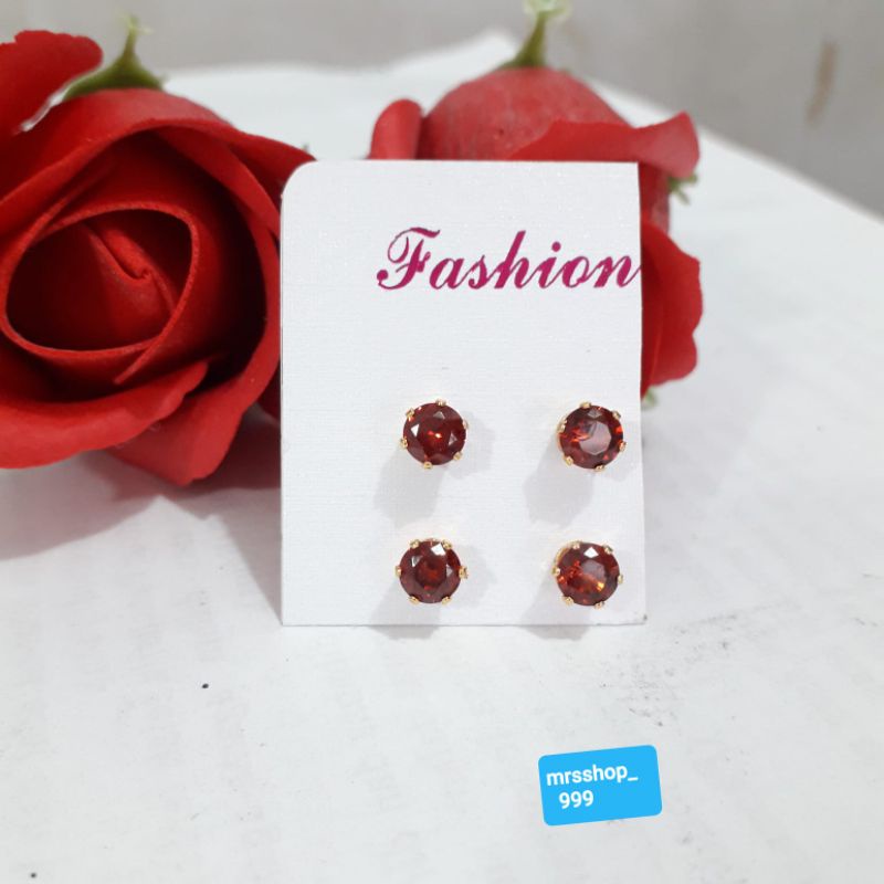 Anting manik merah delima dewasa xuping/1psg.