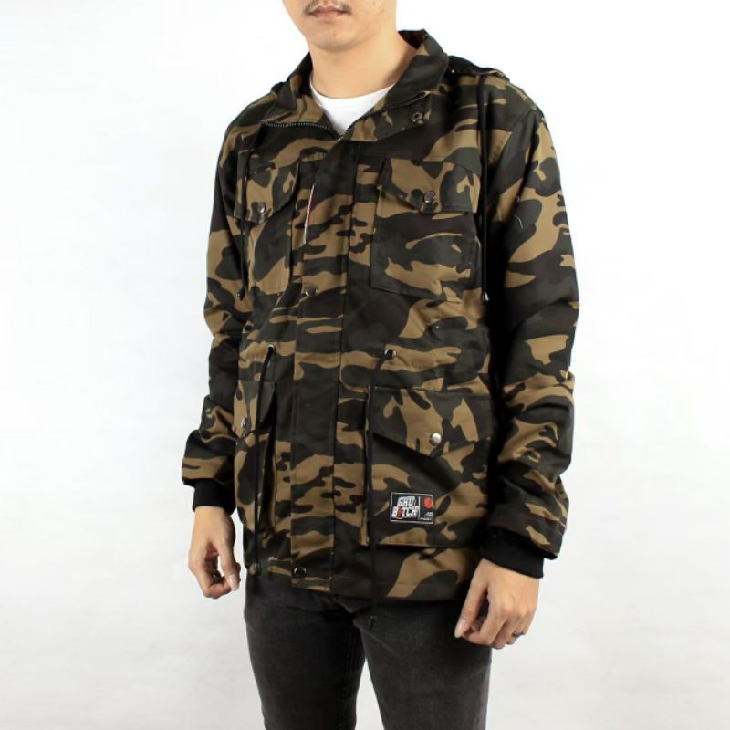 Jaket Pria Parka Army / Jaket Loreng / Jaket Militer / Jaket Distro