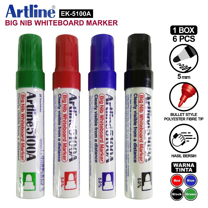 

[PCS] WHITEBOARD MARKER ARTLINE EK-5100A SPIDOL PAPAN TULIS BESAR*