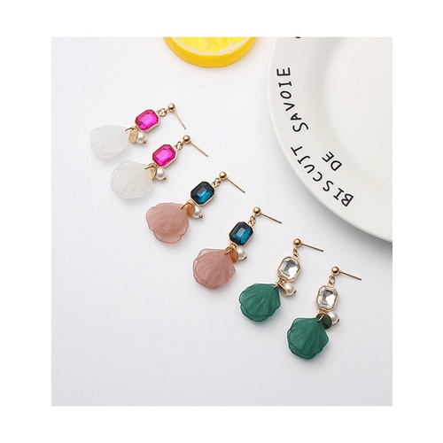 LRC Anting Tusuk Fashion Petal Shape Decorated Earrings