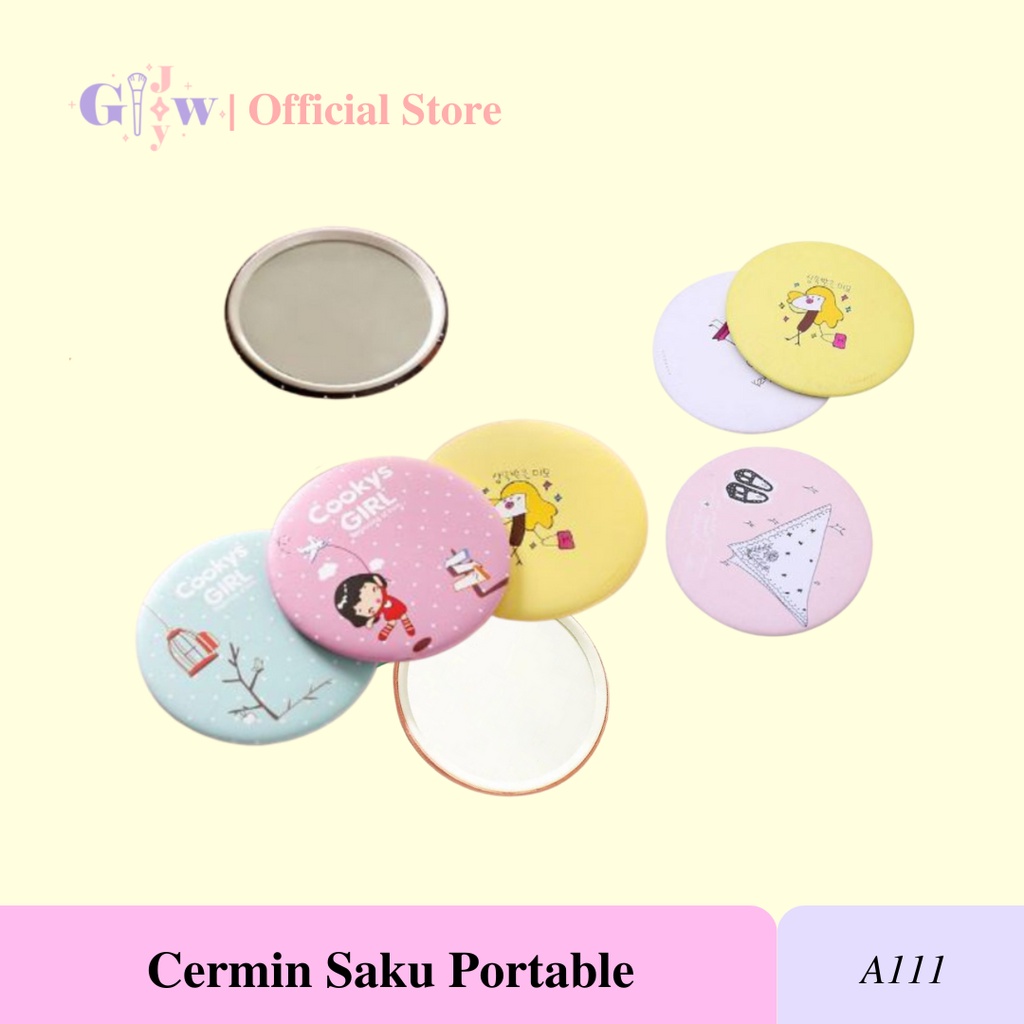 A111 CERMIN KACA SAKU PORTABLE mini size korea gambar warna warni lucu imut cute anak remaja dandan make up touch up lipstick bedak alis wanita perempuan murah termurah cewek cewe ibu dewasa karakter disney kartun