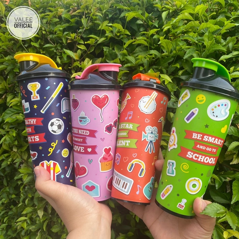 Gelas Tutup Plastik Pepino / Tumbler Colorful Tutup Flip Top 450 ML - Souvenir Ulang Tahun