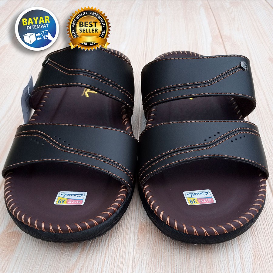 SANDAL PRIA SELOP CANVIL TERLARIS / SENDAL SLIDE KULIT TERBARU