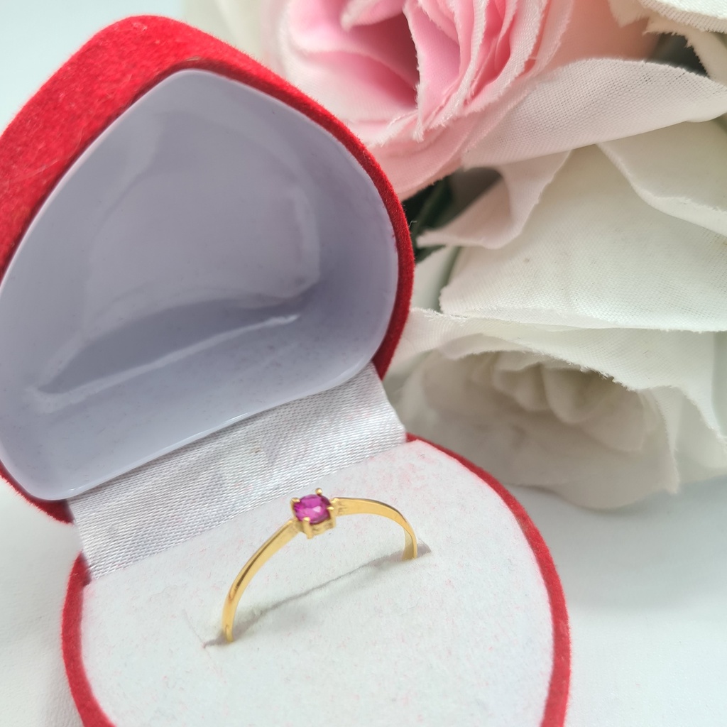 Cincin Emas Muda Mata 1 Merah Setengah Gram