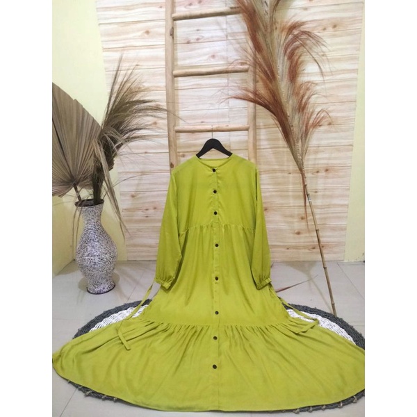 Baju Gamis Rayon Polos|| Terbaru Model Kekinian Full kancing