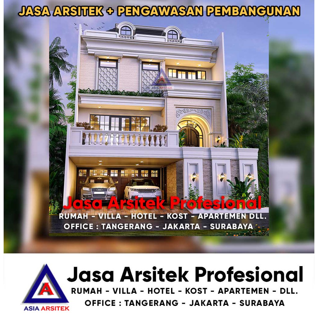 Jual Jasa Arsitek Desain Rumah Mewah Tropis 3 Lantai Di Jakarta Barat Indonesia Shopee Indonesia