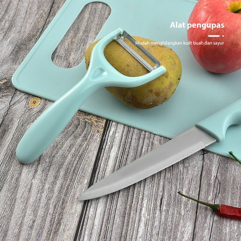 WL Shop Set Pisau Gunting Peeler Talenan Buah 4in1 Knife Dapur Fruit wlshop wlshop1