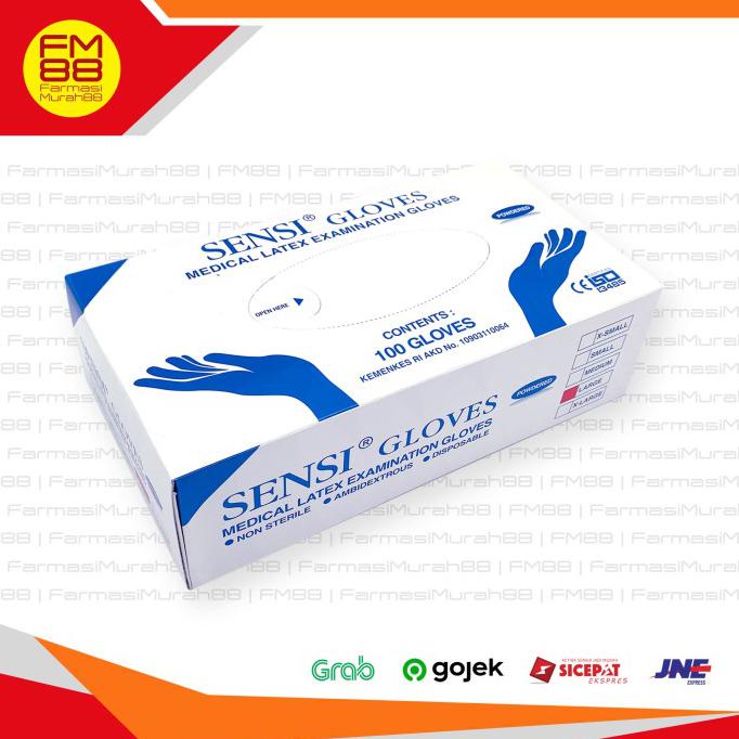 ( BISA COD ) Sensi glove latex isi 100pcs tersedia ukuran S,M,L - Putih, L TERJAMIN [Kode 1|Kode