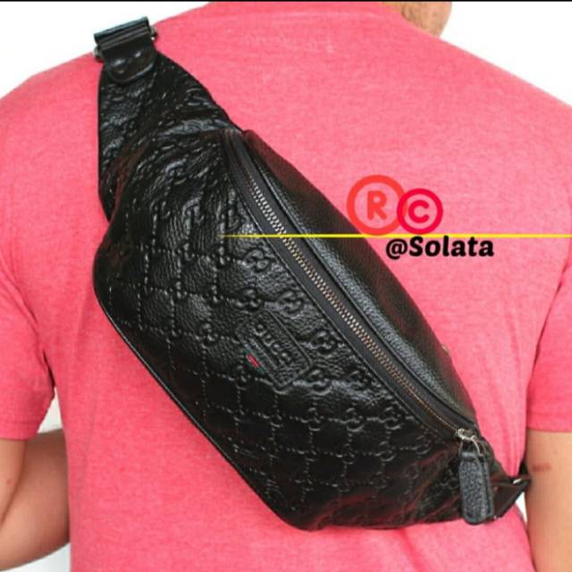 Tas Slempang Pria Kulit Asli Gc Waistbag Gc import Kulit Asli