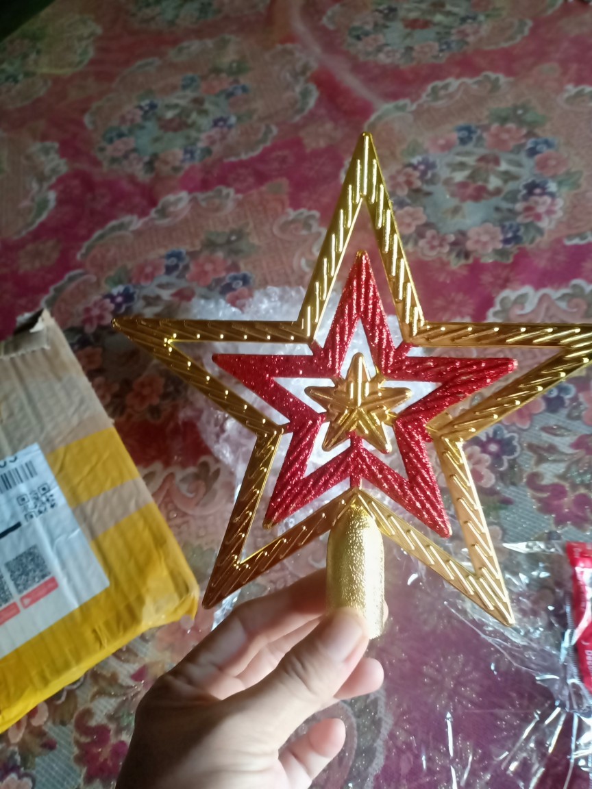 Unitedkits Hiasan Bintang Tancap Pohon Natal Emas Dekorasi Pohon Natal Tancap Pucuk Pohon Cod Batam