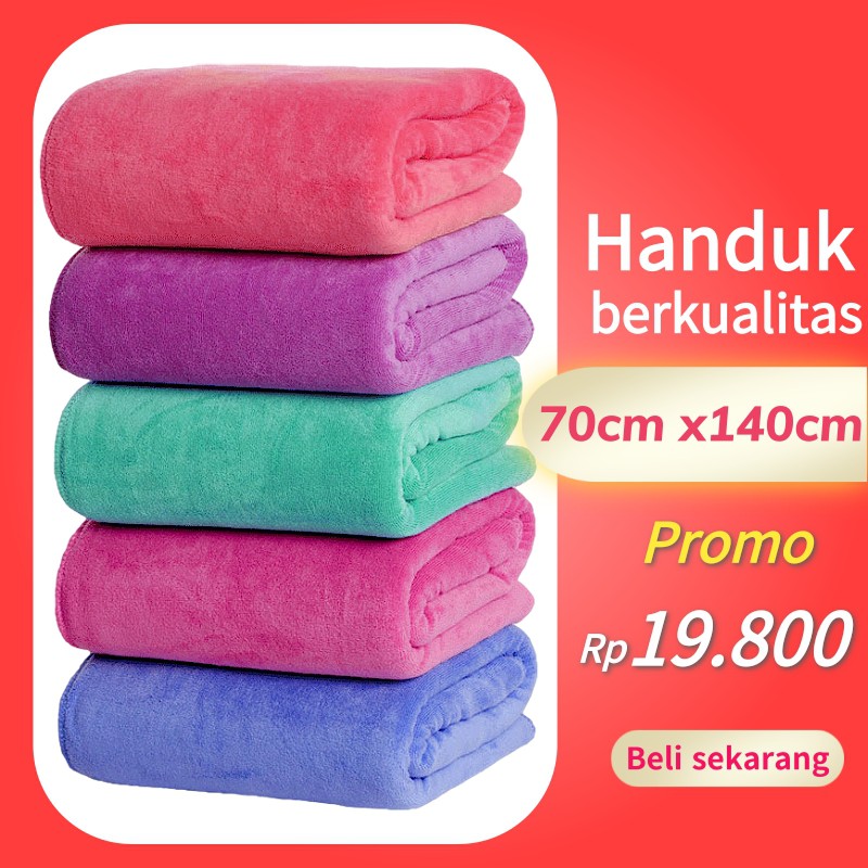 Handuk mandi microfiber murah berkualitas tinggi / handuk dewasa biasa 70cmx140cm