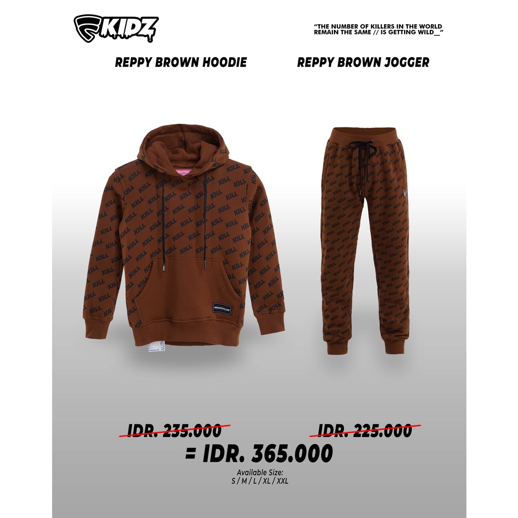 PAKAIAN SETELAN 1 SET ANAK ANAK HOODIE + JOGGER FRIDAY KILLER | REPPY BROWN HOODIE + JOGGER SET