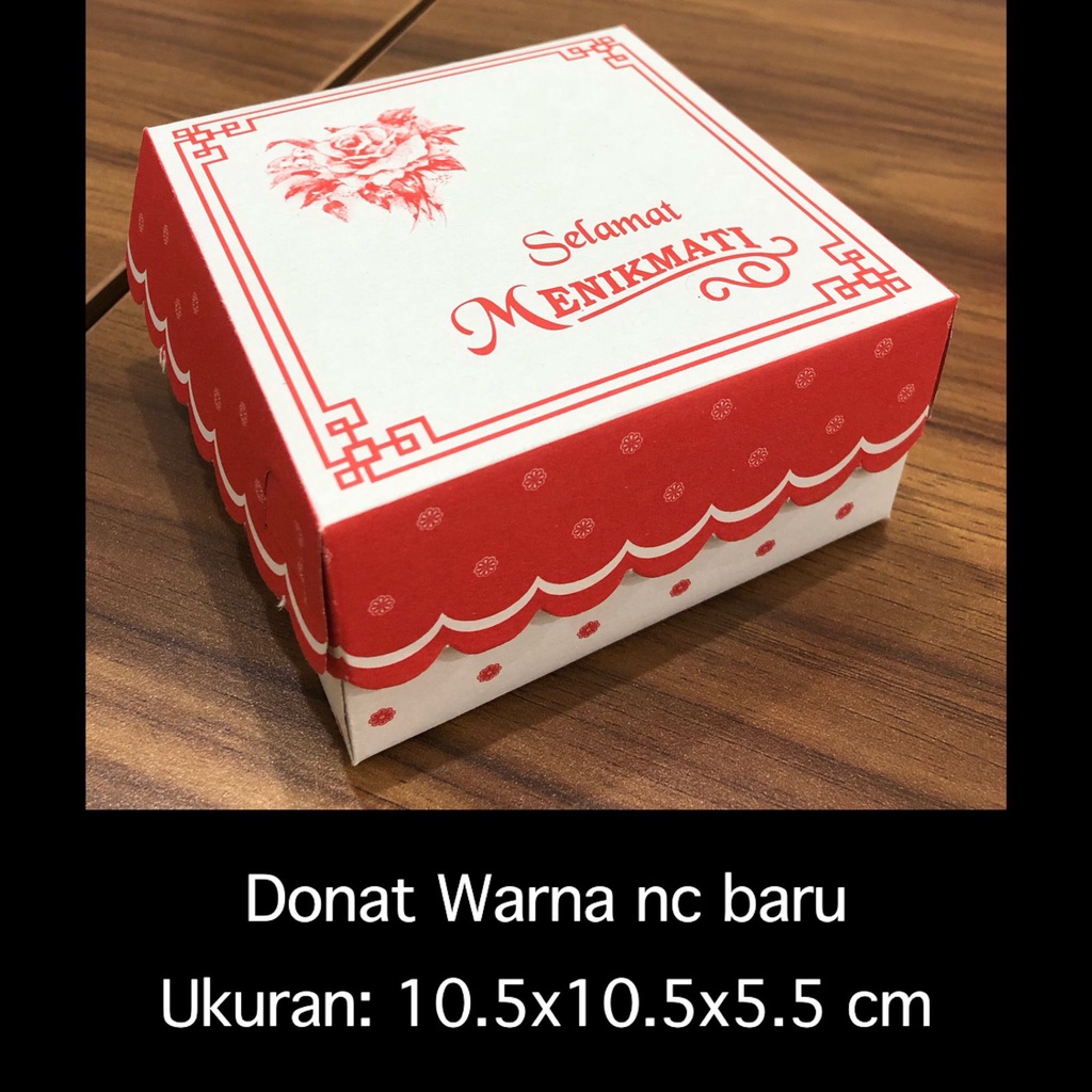 Dus Donat Warna Non Coat 10.5x10.5x5.5 cm/ Dos Hajatan/ Kotak Snack Roti Kue/ Dus acara/ Box Snack/ Kardus Donat Syukuran