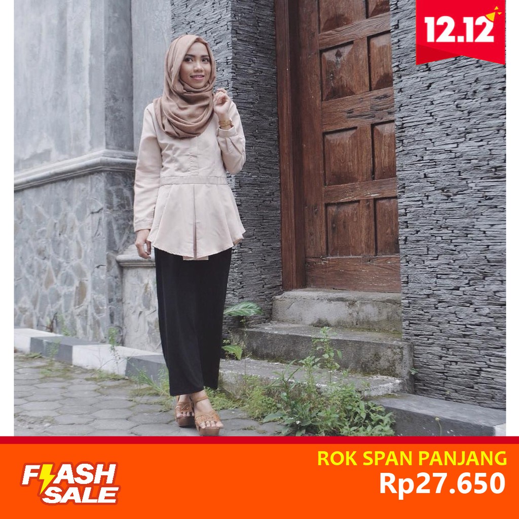 Rok Span Panjang Warna Hitam Rok Kerja Polos Rok Muslimah