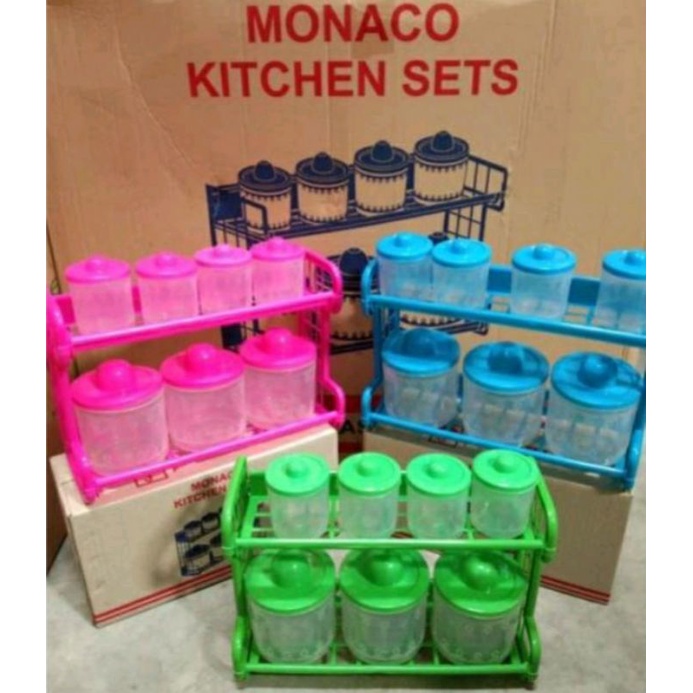 Tempat bumbu monaco kitchen set 7in1/rak bumbu tingkat 2(Bisa cod)