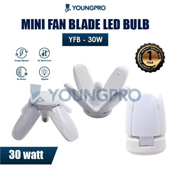 (Garansi 12 Bulan) YOUNGPRO YFB30W - Lampu Kipas MINI BLADE FAN LED BULB 30W Kado Natal Hadiah Unik Tukar kado