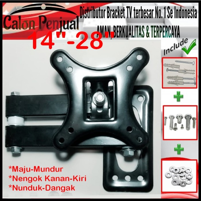 Bracket Tv 14 Monitor Lengan 14&quot; s/d 28&quot; 6 arah Fleksible CP.SWK1-002