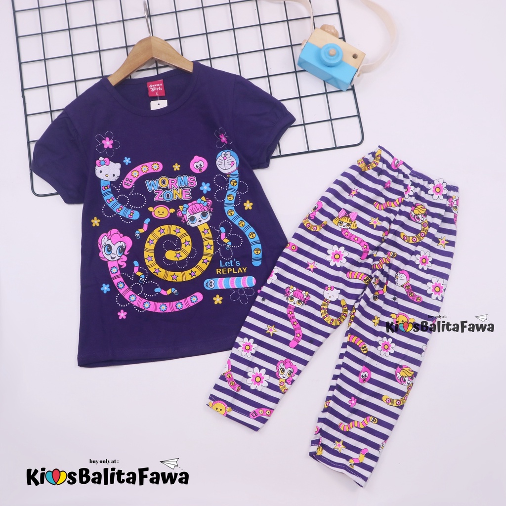 Setelan Mikkey &amp; DOLL uk 3-4 tahun / Baju Anak Karakter Legging Perempuan Celana Panjang Import Kaos