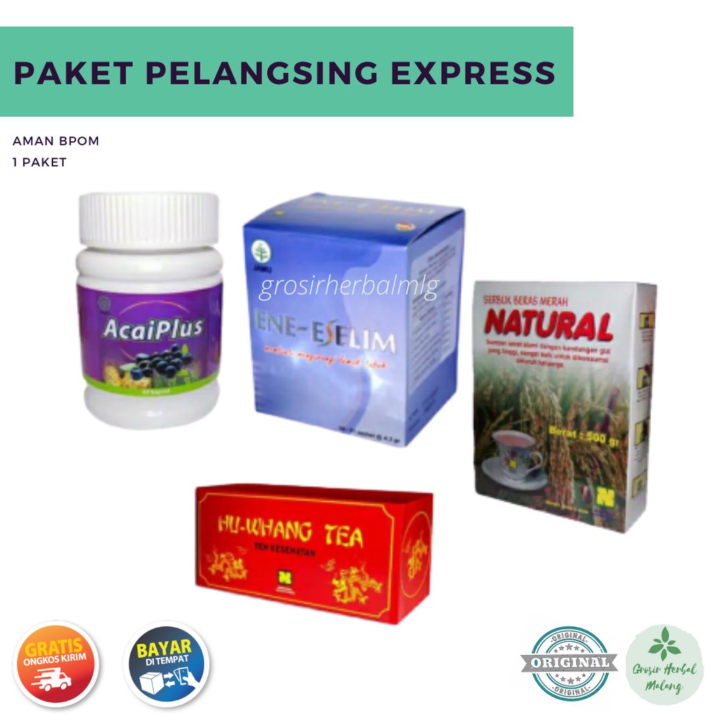 Paket Pelangsing Express Nasa | Penurun Berat Badan Acai Plus | Ene-slim | Hu Whang tea | SBMN