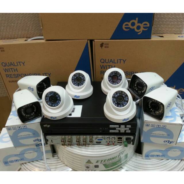 PROMO PAKET CCTV EDGE 8 CHANEL FULL SET 2MP / FULL HD 1080P LENGKAP TINGGAL PASANG