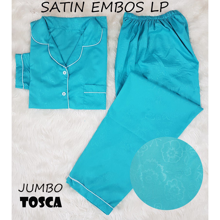 HipNop SATIN LP EMBOS JUMBO BAJU TIDUR WANITA LENGAN PANJANG PIYAMA CEWE CEWEK SLEEPWEAR BIG SIZE