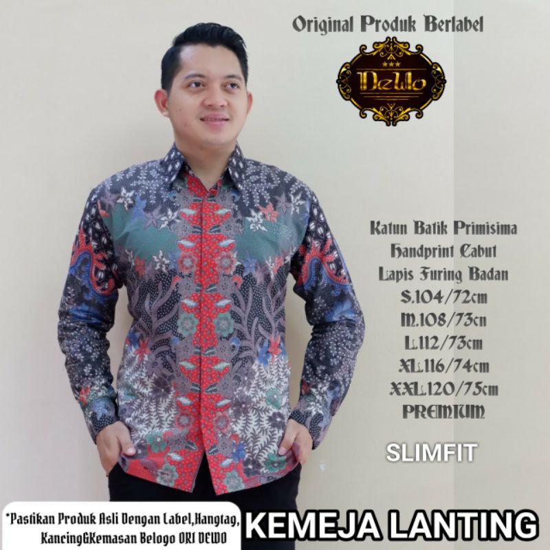 Batik Slimfit Terbaru Kemeja Batik Slimfit Lengan Panjang LINTANG Batik Lapis Furing