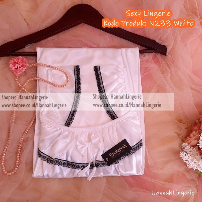 M L XL Lingerie Wanita Baju Tidur Lingerie Seksi Satin Saten Baju Malam Pertama Pengantin N233