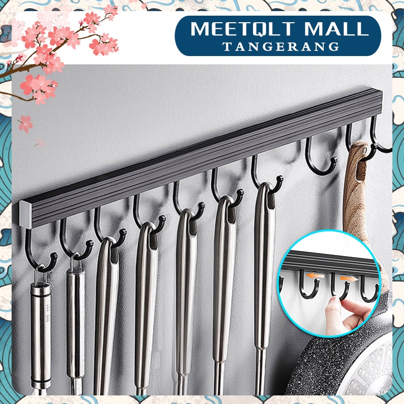 ★40/50/60cm★ Rak Gantung Dapur/Kait Rak Dapur/Kait Gantungan Dinding Dapur Aluminium/Rak Peralatan Dapur Kait