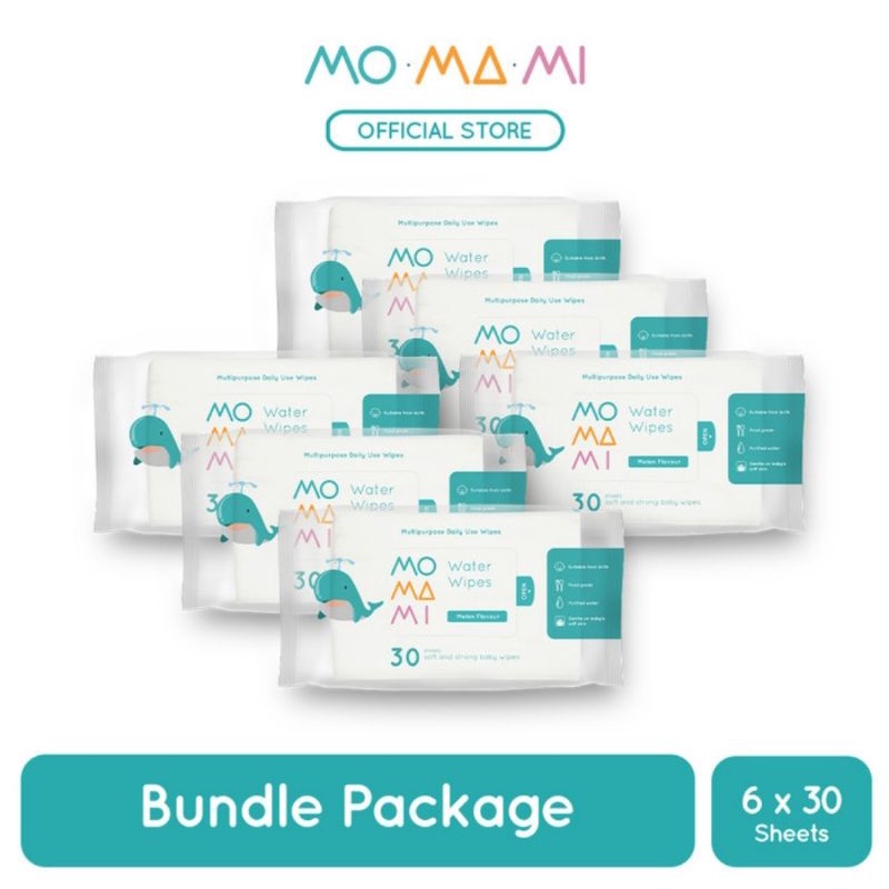 Momami Baby Wipes Bundle 6 Pcs x 30s/Tisu Basah Momami Paket Bundle