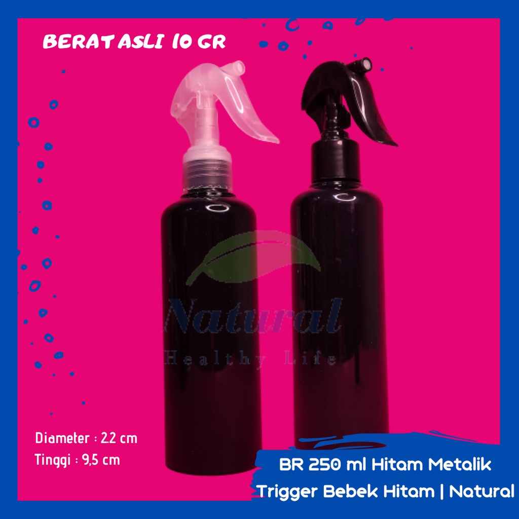 Botol 250ml BR Hitam PET Tebal Trigger Bebek