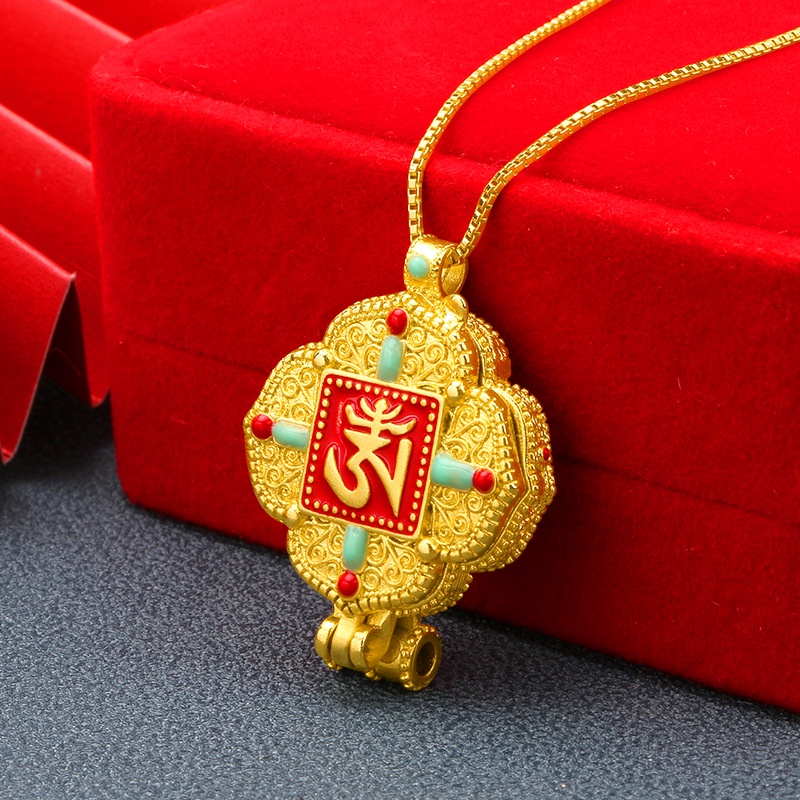 National Kalung Rantai 916 Dengan Liontin Patung Buddha Tibet Etnik Warna Emas Untuk Pria / Wanita