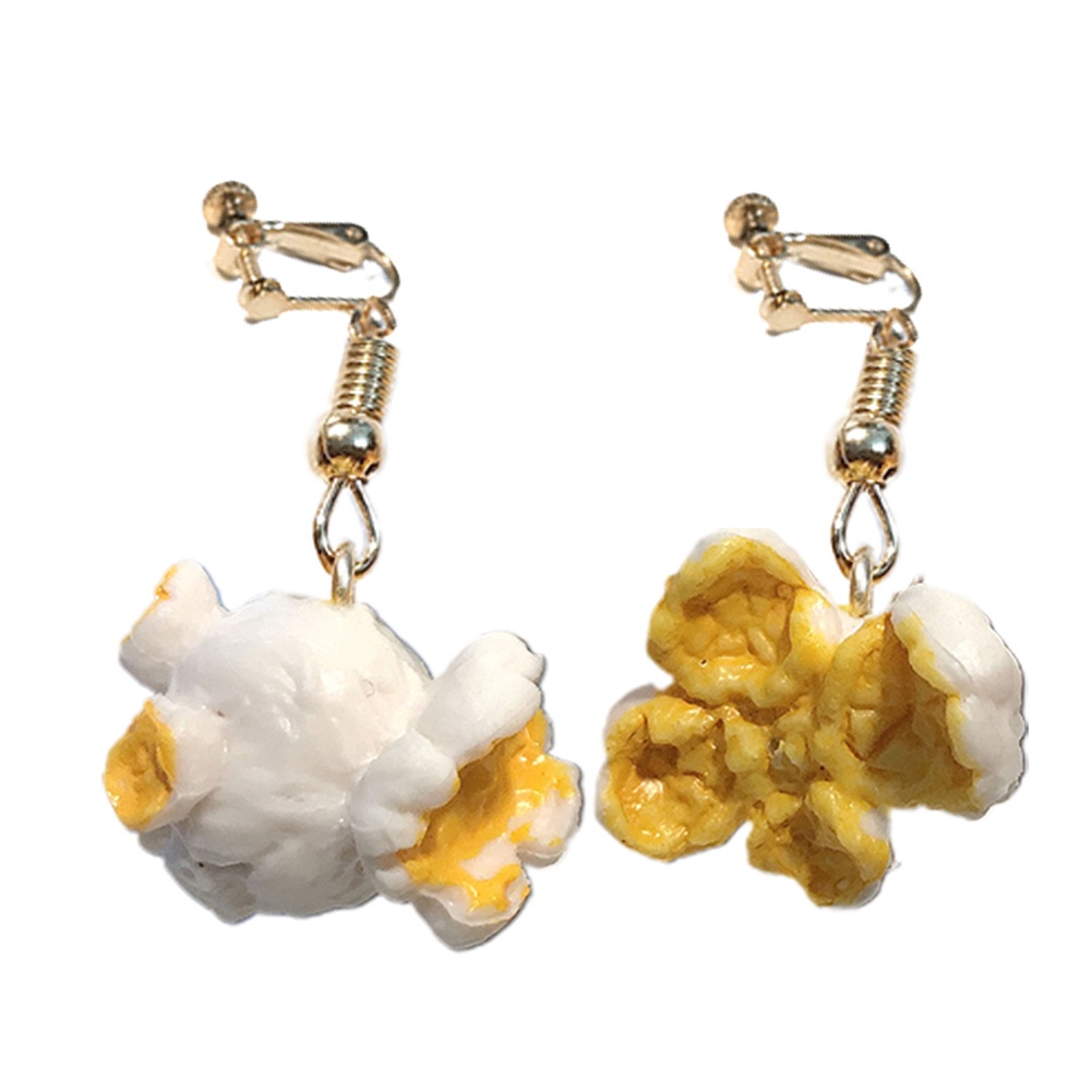 Hu Hu Hu Hu Hu Alat Bantu Pasang Kacamata♡ Anting Kait Gantung Wanita Desain Popcorn Lucu Untuk Pestaclubhadiah