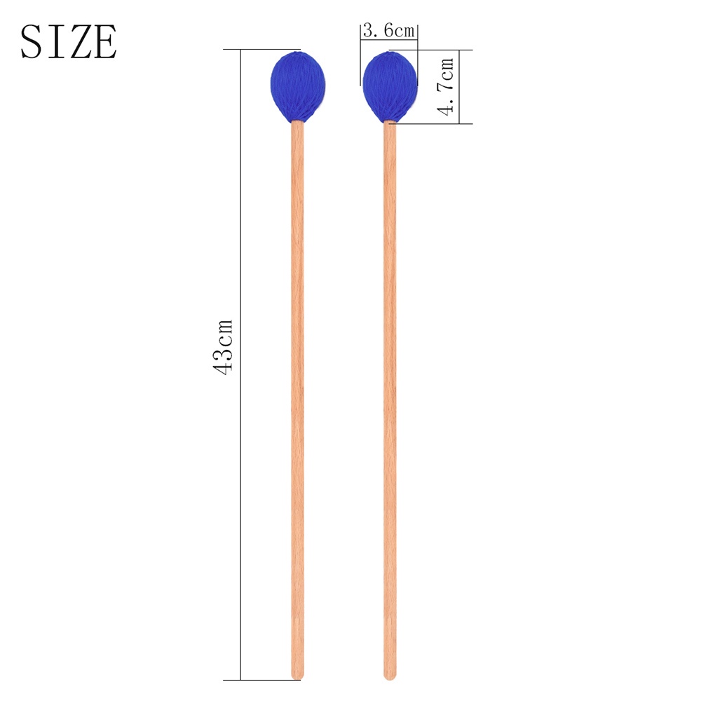 Stik Marimba Xylophone Profesional Gagang Kayu Maple Kepala Wol Biru