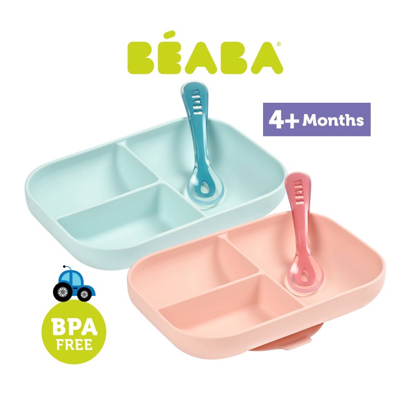 Beaba Set Silicone Divided Suction / Piring Anak Sekat - Pink / Blue