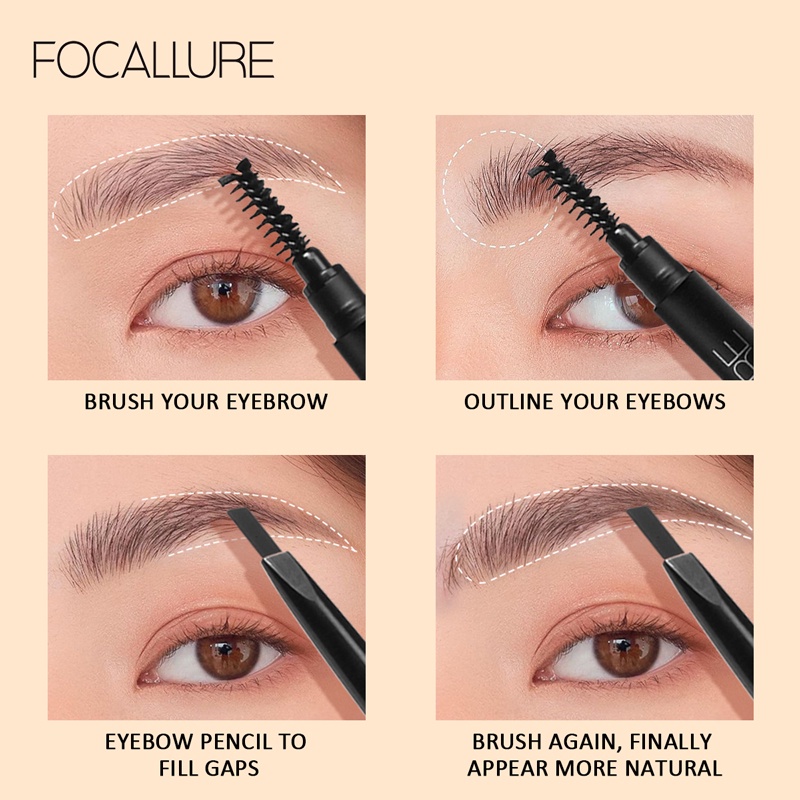 [BPOM]FOCALLURE Waterproof Eyebrows Long-Lasting Pensil alis- 3 Colours Eyebrows