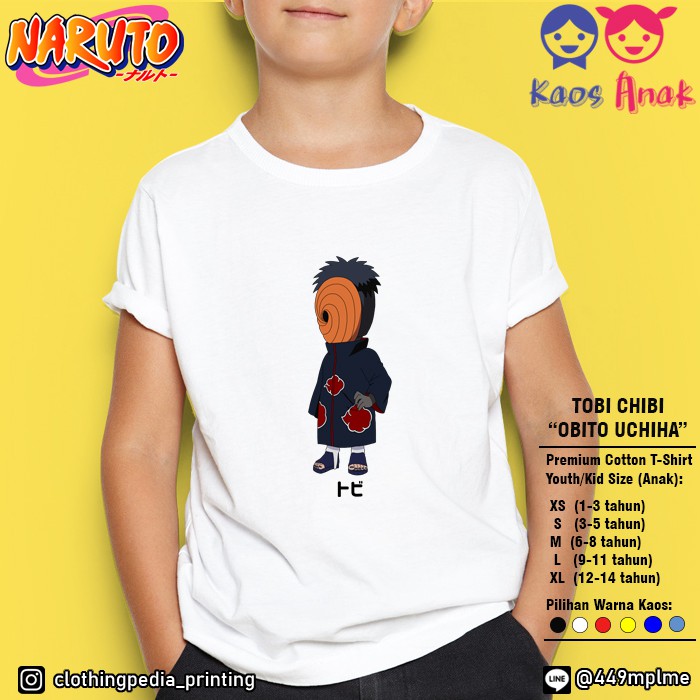 Kaos Baju Anak Tobi Akatsuki Chibi Obito Uchiha Naruto Boruto Imut Shopee Indonesia