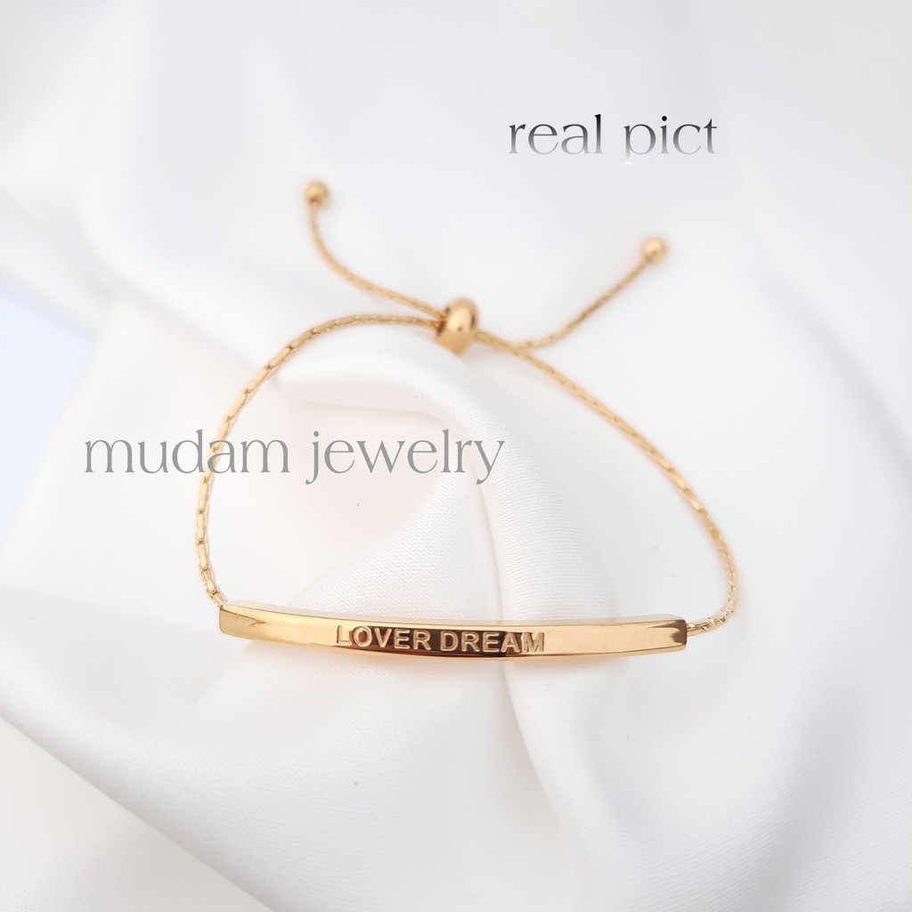 Gelang Rantai Serut Geometris LOVER DREAM Warna Gold