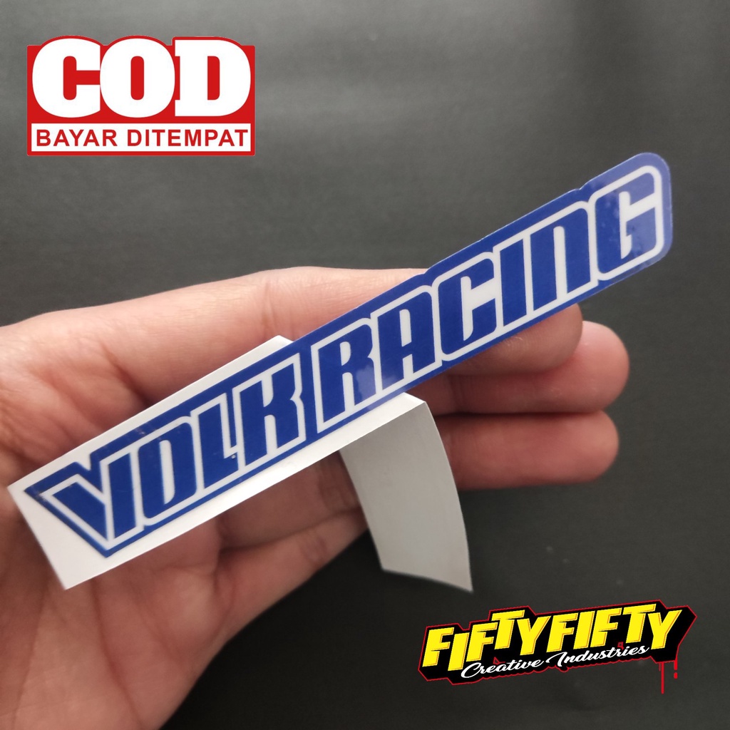 Stiker Print Cut VOLK RACING Stiker Printing Laminasi Glossy Tahan Air Stiker Motor Mobil Helm Sudah Membentuk Pola Desain