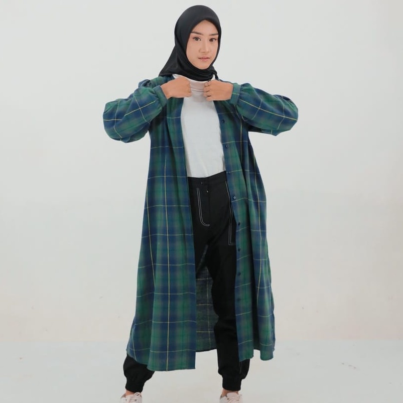 Gamis Remaja Terbaru Dauky M Dress Tartan 7/8 Flannel