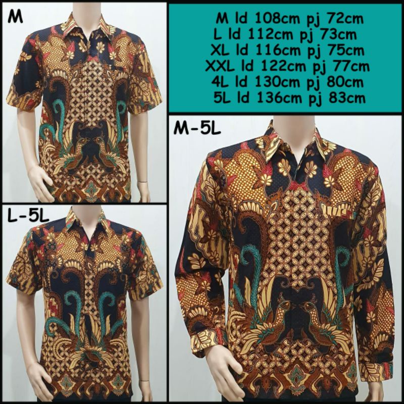 Kemeja Batik Pria Big Size 4L-5L Lengan Pendek Atasan Formal Hem Batik Jumbo Ukuran Besar PRG BRG-Ck