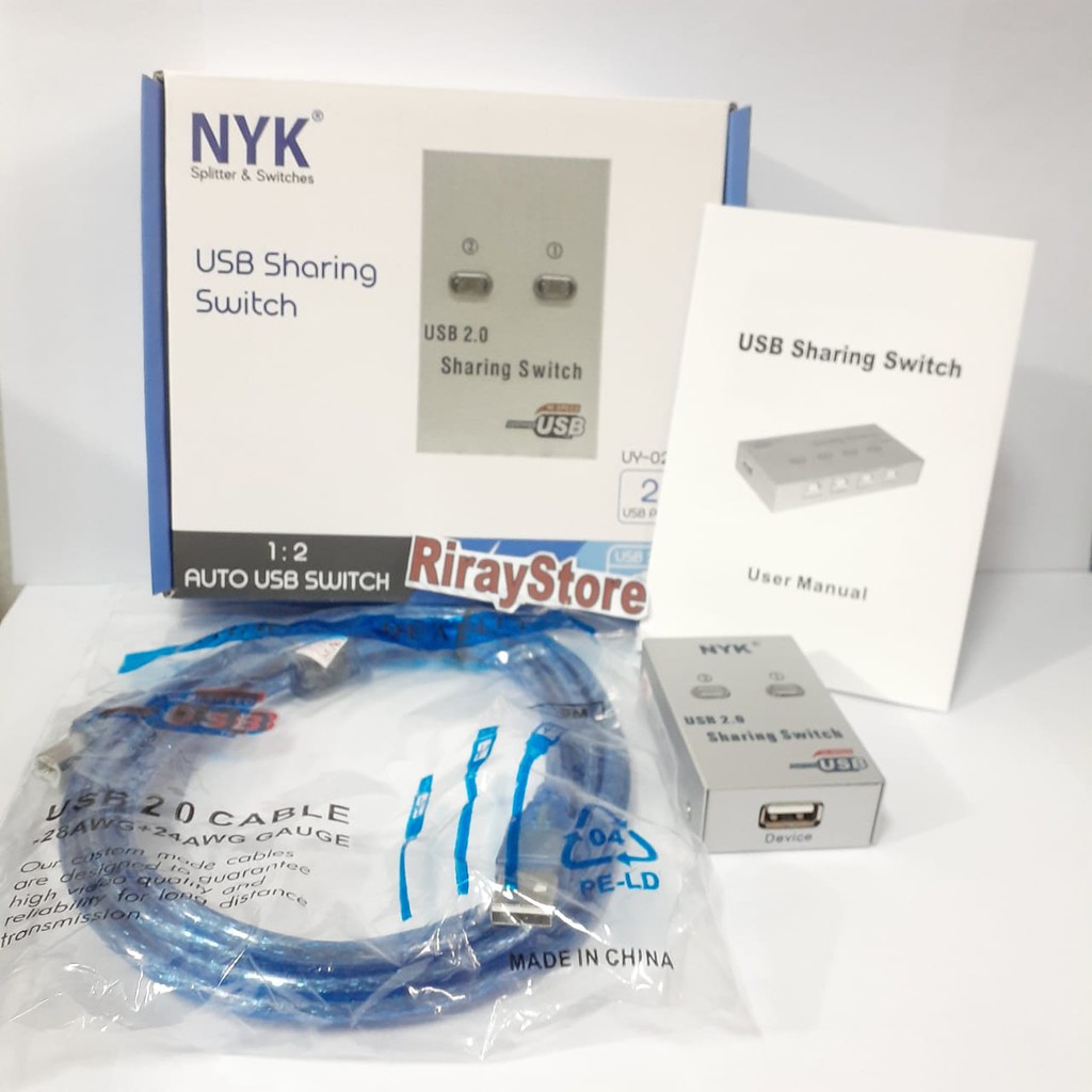 PAKET MURAH BANGET / KABEL + AUTO SWITCH PRINTER 2PORT USB SHARING 2 CABANG - NYK