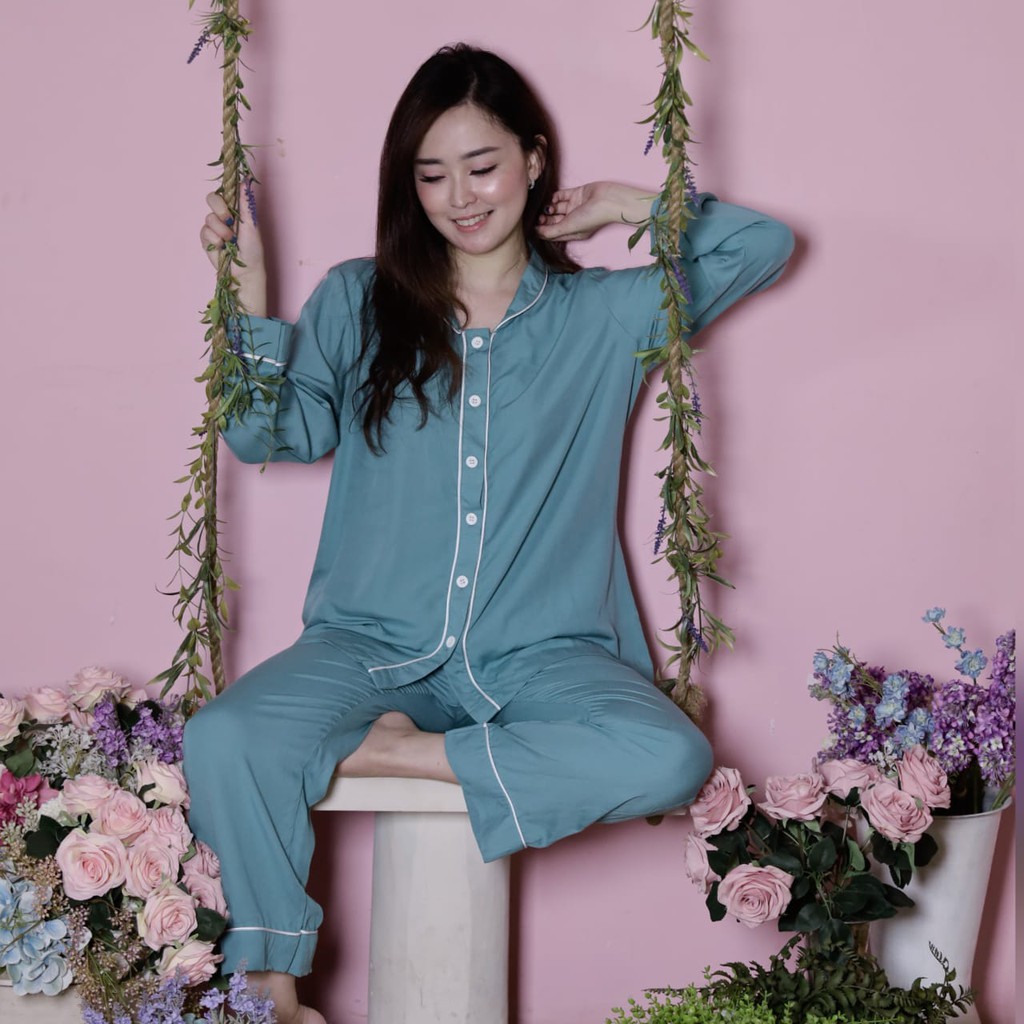 freya pajamas set in green / piyama couple