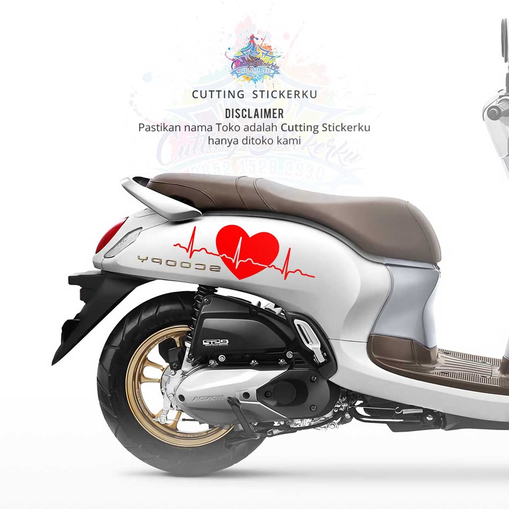 Cutting Stiker Heart Beat Love Variasi Motor Mobil Sticker Timbul Keren Nyala Dasbor Spakbor Visor Body Kaca Helm Laptop Hologram Reflective Tahan Air Bodi Samping Nama Scoopy Vario Beat NMAX PCX Vespa Jatuh Fallin Aesthetic Detak Jantung Hati Cinta Cute